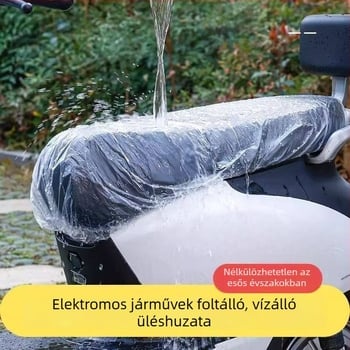 Egyszer használatos műanyag ülésvédő elektromos kerékpárok és motorkerékpárok számára; vízálló és esőálló; minden évszakhoz univerzális porvédő.