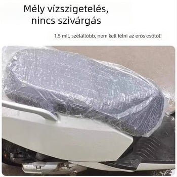 Egyszer használatos műanyag ülésvédő elektromos kerékpárok és motorkerékpárok számára; vízálló és esőálló; minden évszakhoz univerzális porvédő.