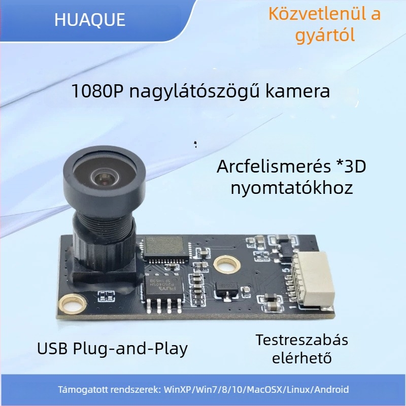 USB-illesztőprogram-mentes kamera modul AI-vel a Raspberry Pi-hez – 1080p, 2MP, 30fps, USB interfész, Linux/Windows/Android kompatibil, all-in-one reklámkészülék