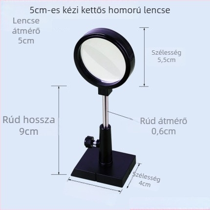 Optikai oktatókészlet lencsékkel, prizmákkal, tartóval, sík-konkáv tükörrel, konkáv-konvex lencsével és háromszög-prizmával