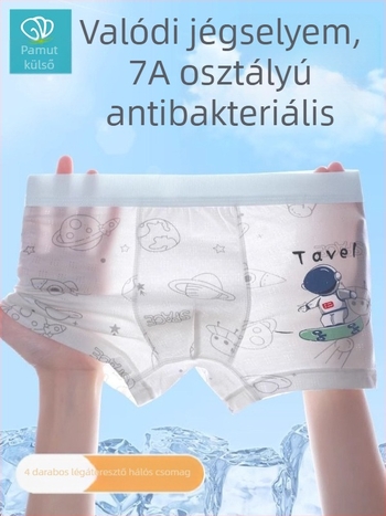 Nyári vékony hálós fiúknak boxer rövidnadrág közepes–nagy méretekhez, Class A pamut, Ice Silk anyag