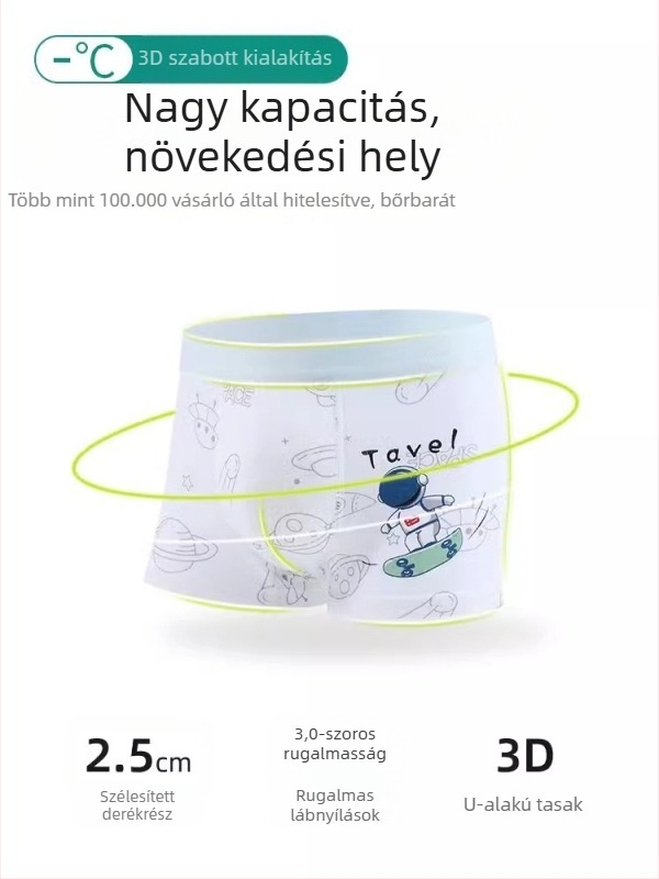 Nyári vékony hálós fiúknak boxer rövidnadrág közepes–nagy méretekhez, Class A pamut, Ice Silk anyag