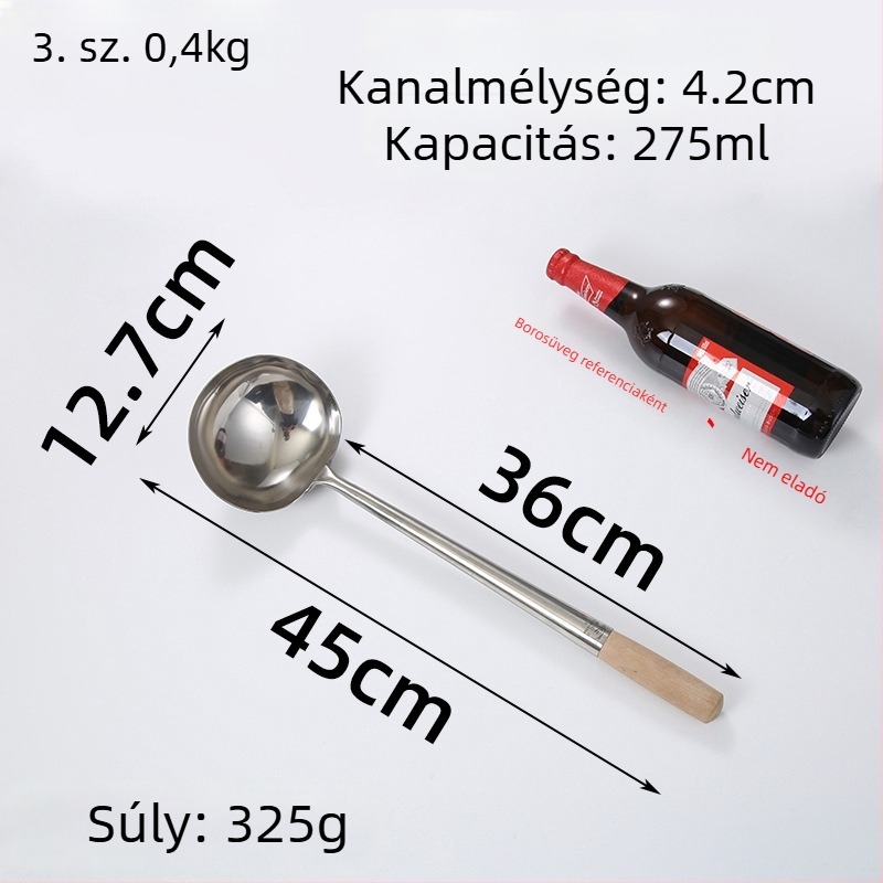 Eagle Mouth rozsdamentes acél spatula fából készült nyéllel, égési sérülés elleni kialakítás, professzionális konyhákhoz