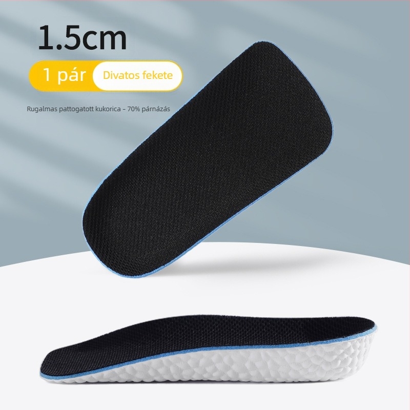 Láthatatlan magasságnövelő talpbetét, uniszex, hátsó sarok félpárnával és boltozat-támasszal, csúszásmentes, 1,5/2,5/3,5 cm