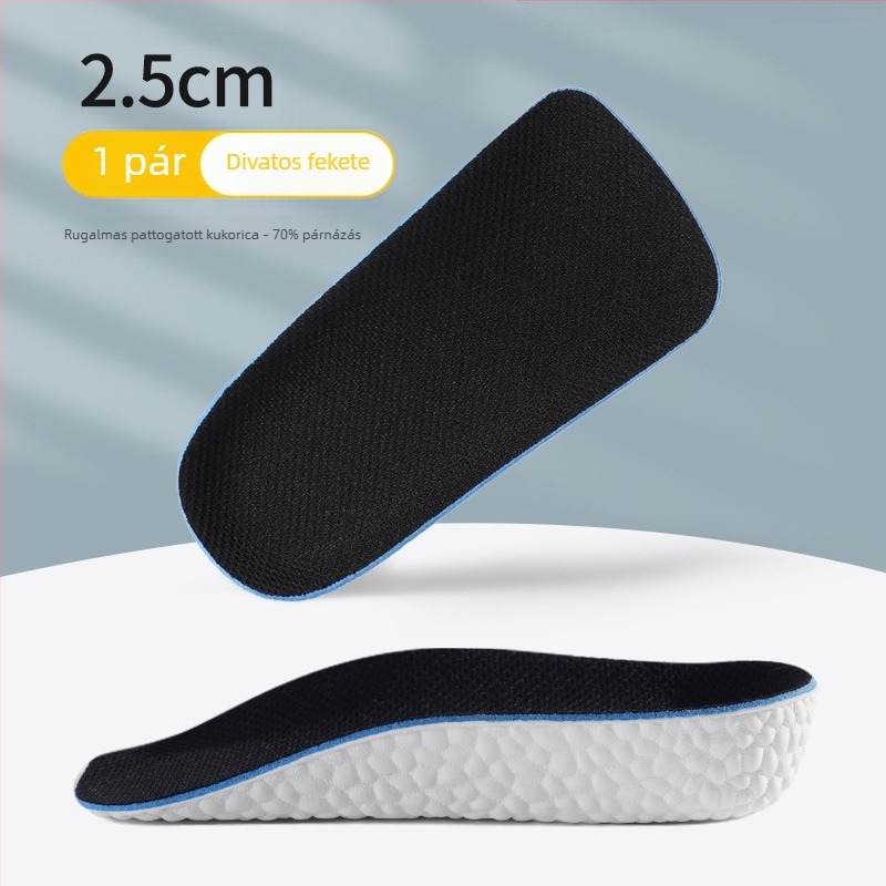 Láthatatlan magasságnövelő talpbetét, uniszex, hátsó sarok félpárnával és boltozat-támasszal, csúszásmentes, 1,5/2,5/3,5 cm