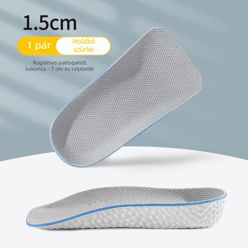 Láthatatlan magasságnövelő talpbetét, uniszex, hátsó sarok félpárnával és boltozat-támasszal, csúszásmentes, 1,5/2,5/3,5 cm
