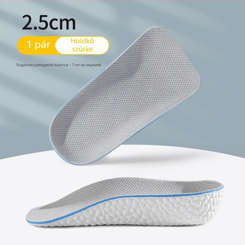 Láthatatlan magasságnövelő talpbetét, uniszex, hátsó sarok félpárnával és boltozat-támasszal, csúszásmentes, 1,5/2,5/3,5 cm
