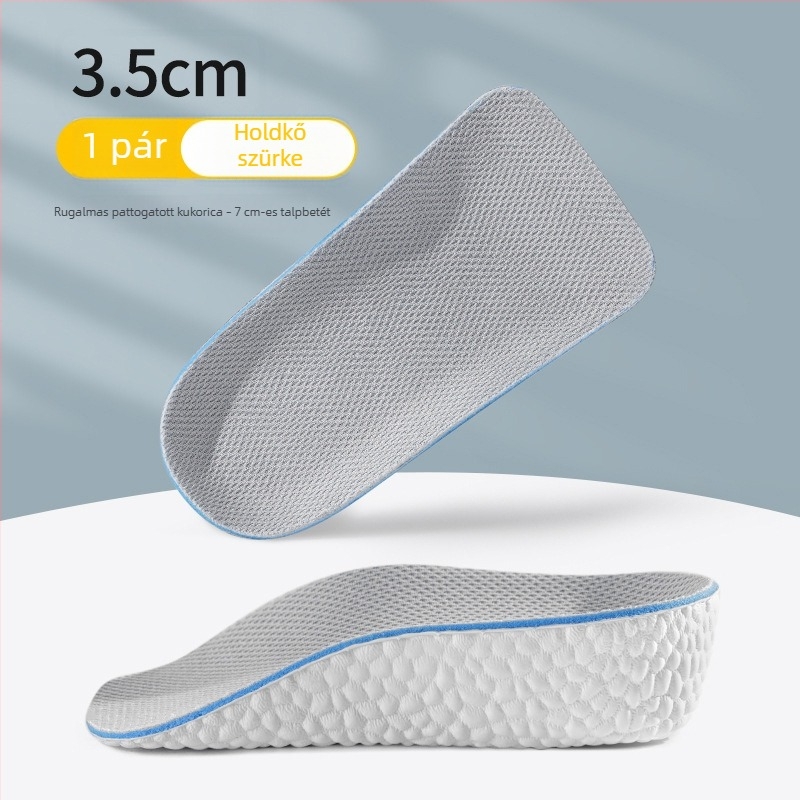 Láthatatlan magasságnövelő talpbetét, uniszex, hátsó sarok félpárnával és boltozat-támasszal, csúszásmentes, 1,5/2,5/3,5 cm