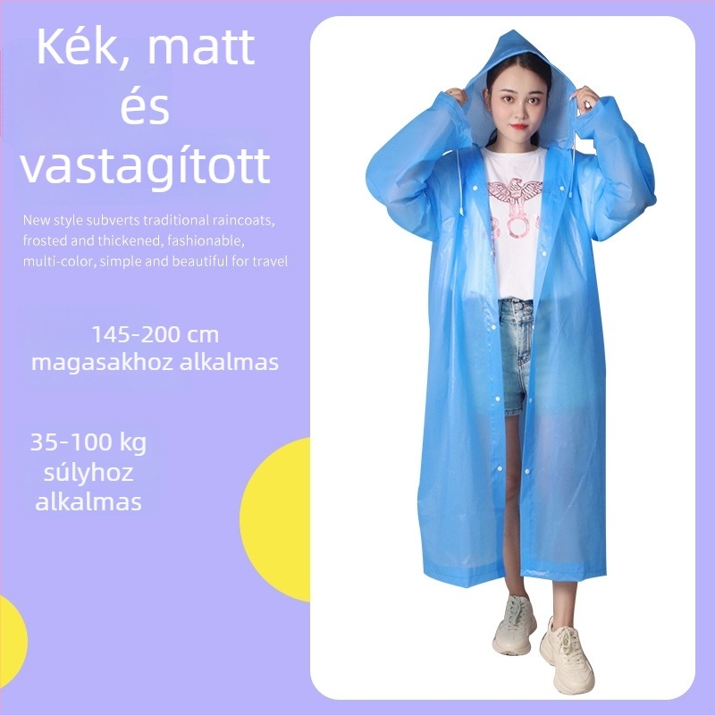 Egyszer használatos EVA esőkabát felnőtteknek, vastag 100–140 g, hosszú egyrészes poncho, hordozható koncertekhez és raftinghoz