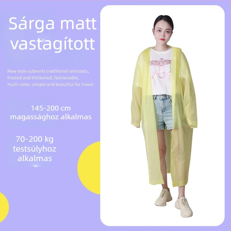 Egyszer használatos EVA esőkabát felnőtteknek, vastag 100–140 g, hosszú egyrészes poncho, hordozható koncertekhez és raftinghoz