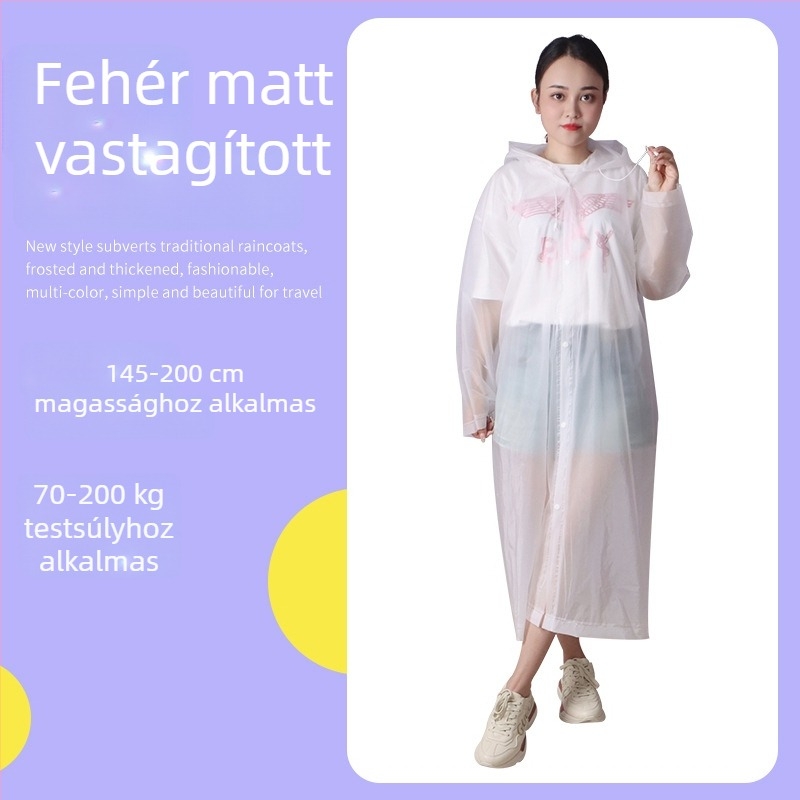 Egyszer használatos EVA esőkabát felnőtteknek, vastag 100–140 g, hosszú egyrészes poncho, hordozható koncertekhez és raftinghoz