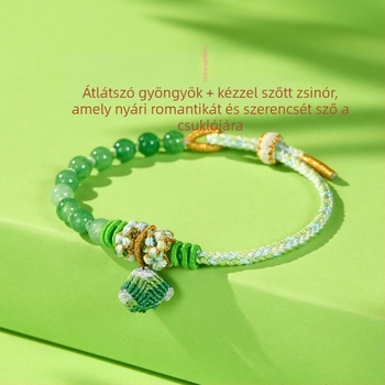 Dragon Boat Festival színes kötél karkötők gyerekeknek és felnőtteknek, kézzel készített csomóval – őszibarackvirág csomó