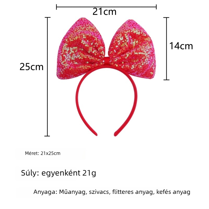 Gyerekeknek készült, oversized masni hajpánt strasszokkal, aranyos hercegnő-hajdísz
