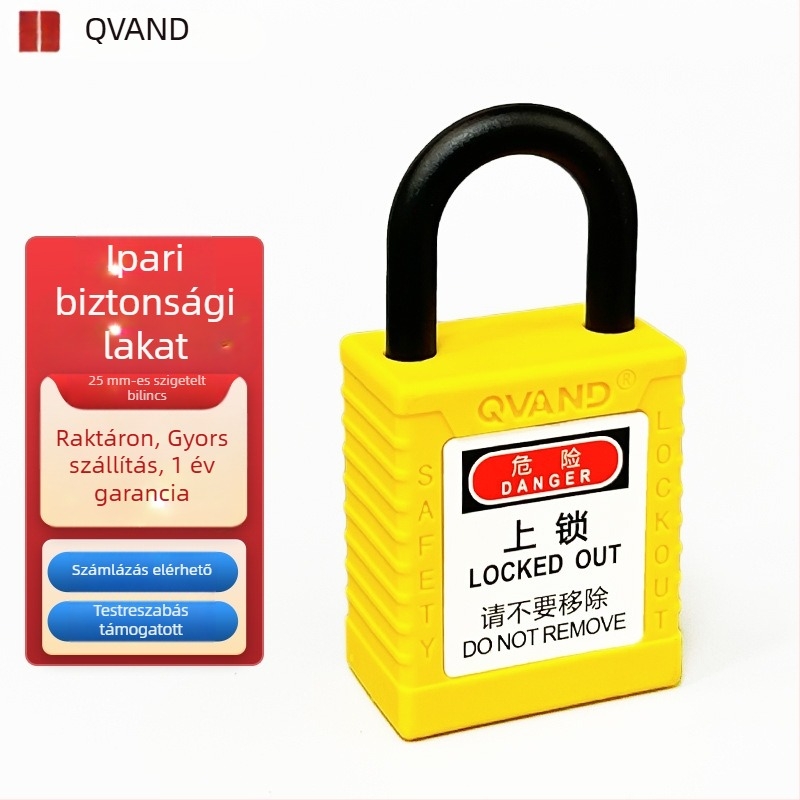 QVAND ipari biztonsági lakat, antimagnetikus, robbanásálló, LOTO, szigetelt műanyag zár, nylon, 25 mm