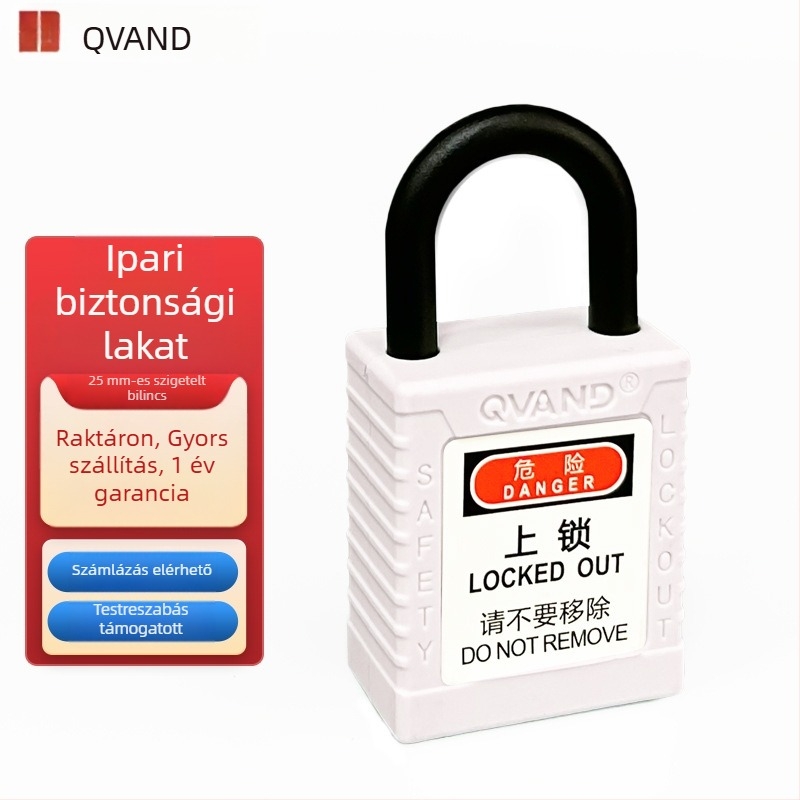 QVAND ipari biztonsági lakat, antimagnetikus, robbanásálló, LOTO, szigetelt műanyag zár, nylon, 25 mm