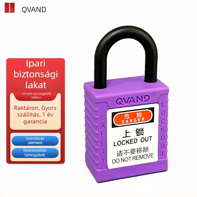 QVAND ipari biztonsági lakat, antimagnetikus, robbanásálló, LOTO, szigetelt műanyag zár, nylon, 25 mm