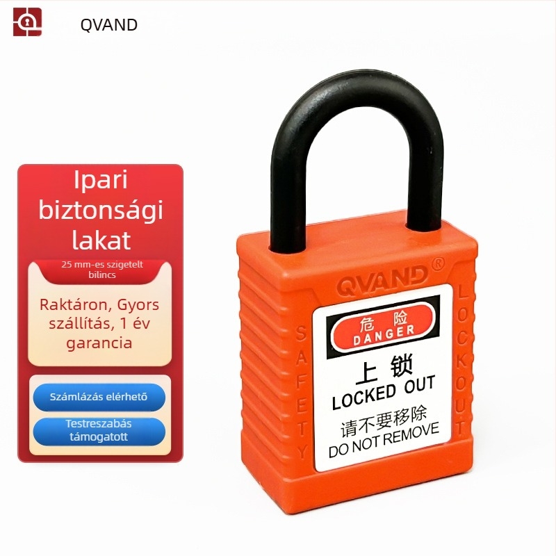 QVAND ipari biztonsági lakat, antimagnetikus, robbanásálló, LOTO, szigetelt műanyag zár, nylon, 25 mm