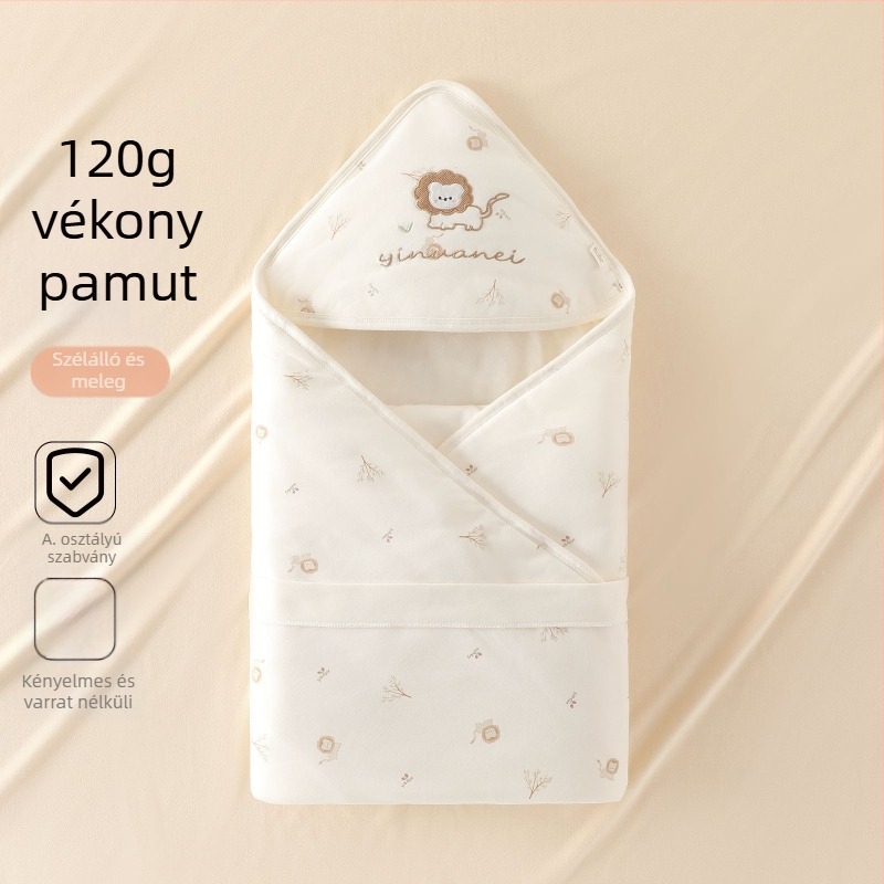 Újszülött ölelőkendő pléd, 120 g, 100% pamut, állatmintás