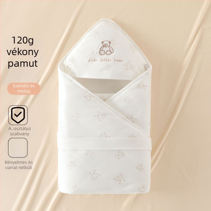 Újszülött ölelőkendő pléd, 120 g, 100% pamut, állatmintás