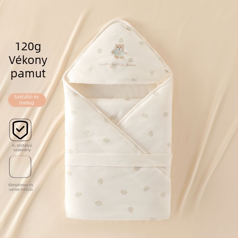 Újszülött ölelőkendő pléd, 120 g, 100% pamut, állatmintás