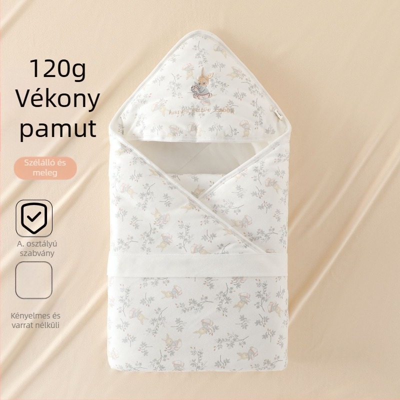 Újszülött ölelőkendő pléd, 120 g, 100% pamut, állatmintás
