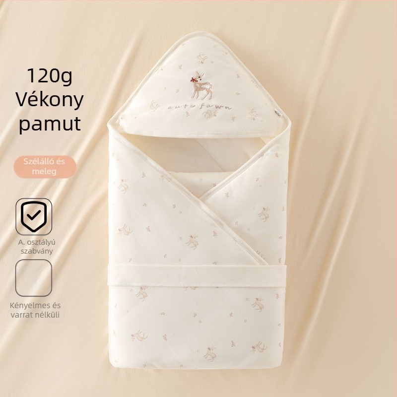 Újszülött ölelőkendő pléd, 120 g, 100% pamut, állatmintás