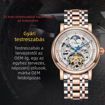 Black Samurai automata mechanikus karóra tourbillonnal, 30 m vízálló, férfi üzleti stílusú