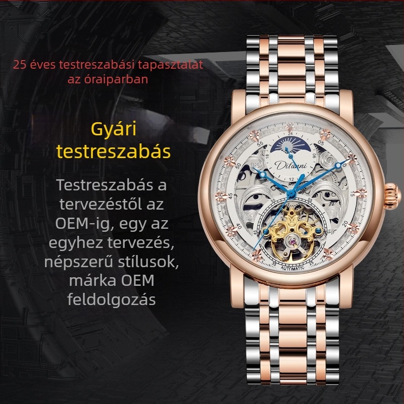 Black Samurai automata mechanikus karóra tourbillonnal, 30 m vízálló, férfi üzleti stílusú