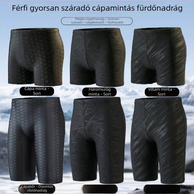 Férfi uszónadrág Sharkskin mintával, laza szabás, gyorsan száradó, fürdőhöz és gyógyfürdőkbe