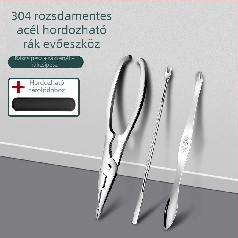 Rozsdamentes acélból készült rák evőeszközök háztartási használatra – rák karmok és csipesz, eszköz a rák húsának kivájtásához