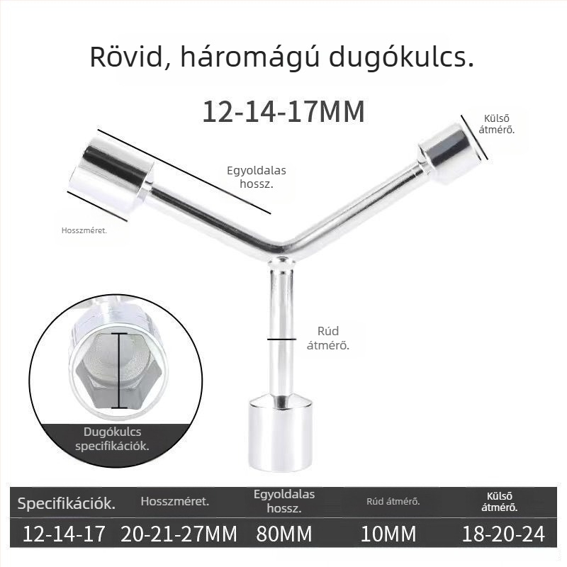 Y alakú háromágú csatlakozókulcs külső hatszög