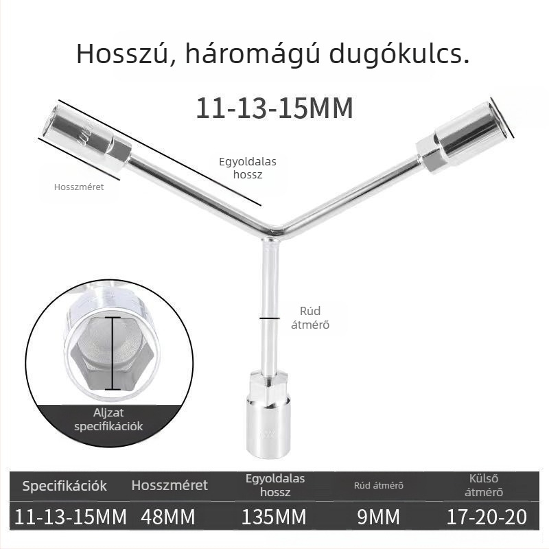 Y alakú háromágú csatlakozókulcs külső hatszög