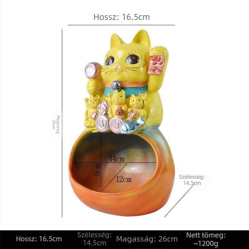 Maneki-neko szerencse macska – kulcstartó és asztali dekoráció az előszobába