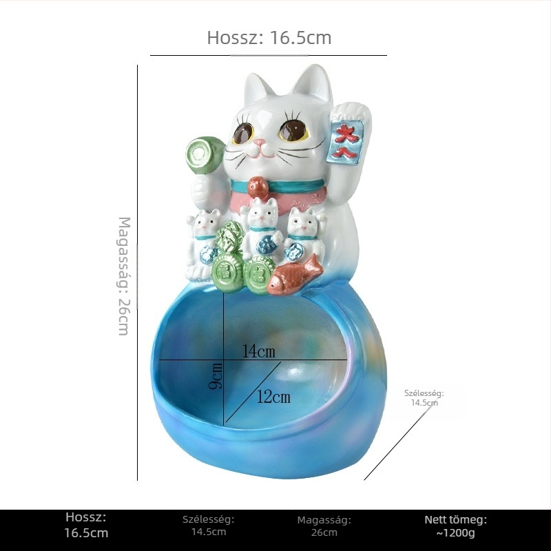 Maneki-neko szerencse macska – kulcstartó és asztali dekoráció az előszobába