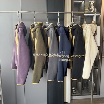 Őszi-téli vastag fleece kapucnis kabát meleg bélésével