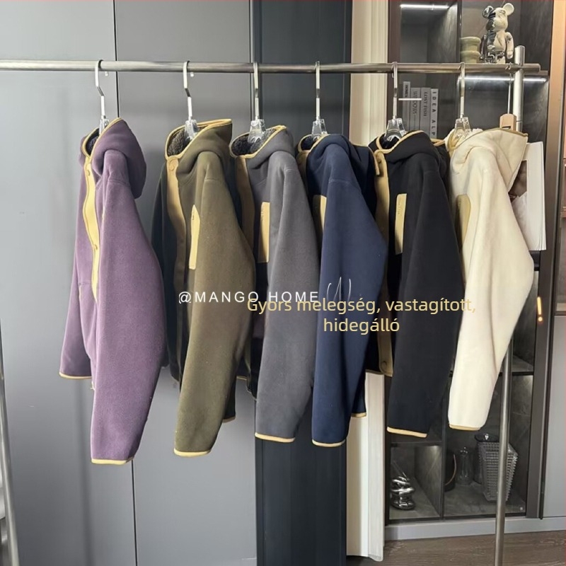 Őszi-téli vastag fleece kapucnis kabát meleg bélésével