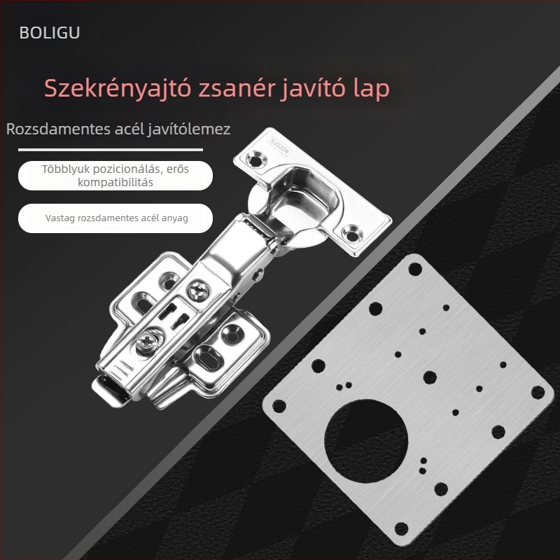 Rozsdamentes acél szekrényajtó zsanér javító lemez