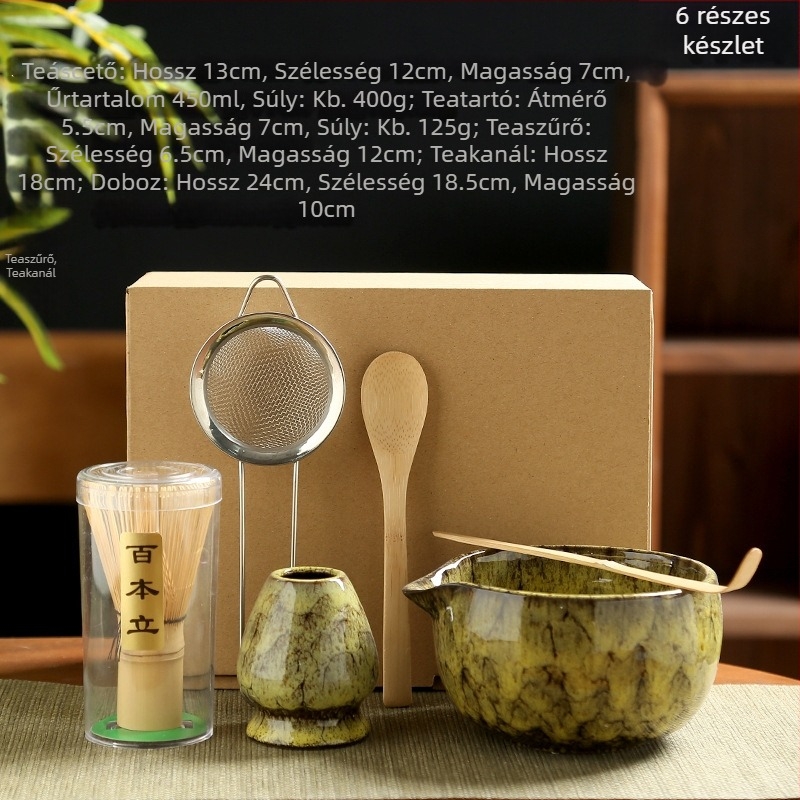 Japán stílusú matcha habverő és teaceremónia eszközök ajándékdobozban