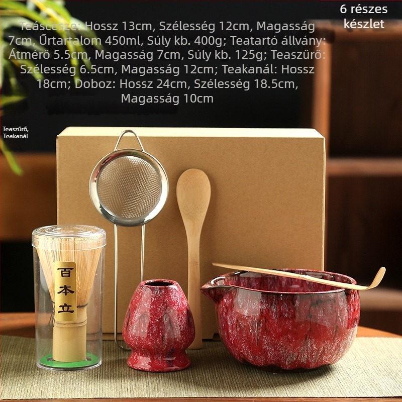 Japán stílusú matcha habverő és teaceremónia eszközök ajándékdobozban