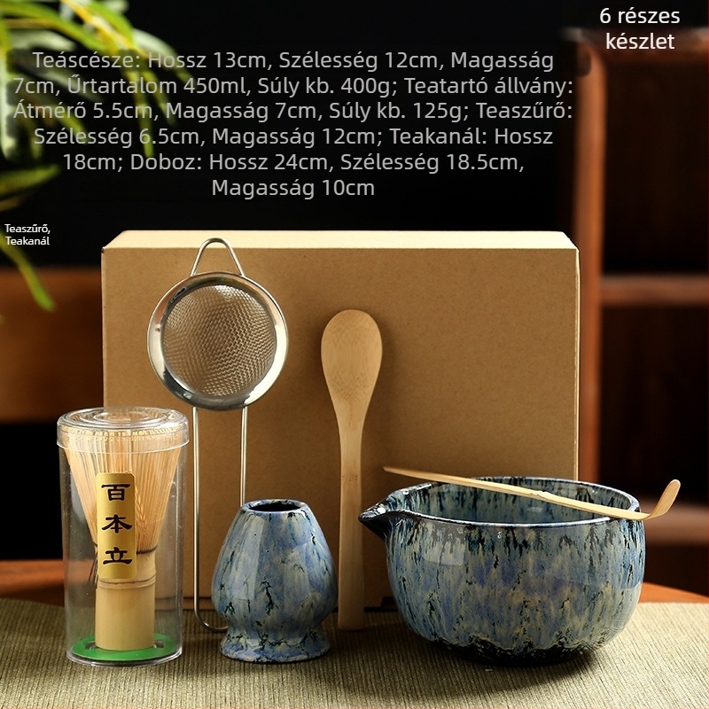 Japán stílusú matcha habverő és teaceremónia eszközök ajándékdobozban