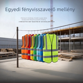 Személyre szabott fényvisszaverő biztonsági mellény építkezéshez logóval, fluoreszkáló sárga