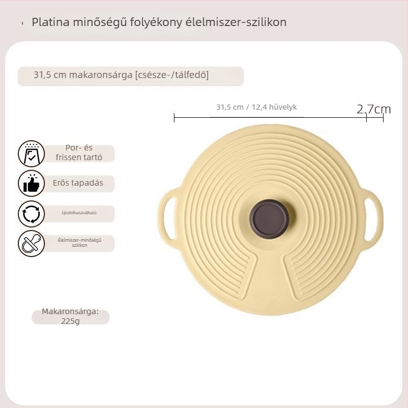 Élelmiszer-minőségű szilikon fedő, univerzális edényekhez, mikróhoz alkalmas, ellenáll a hőnek és hidegnek, frissen tartja az ételeket, porálló tömítőfedél