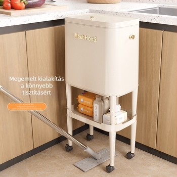 Konyhai szemetes görnyedés nélkül, gázrugós magastetővel, görgőkkel a könnyű mozgatáshoz; nappalira és hálószobára alkalmas