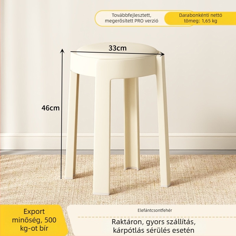 Otthoni használatra szánt műanyag székek puha bevonattal, körkörös és egymásra rakható, erősek és tartósak, extra vastag kialakítás, alkalmas nappalira és étkezőasztalhoz, tartalék székek