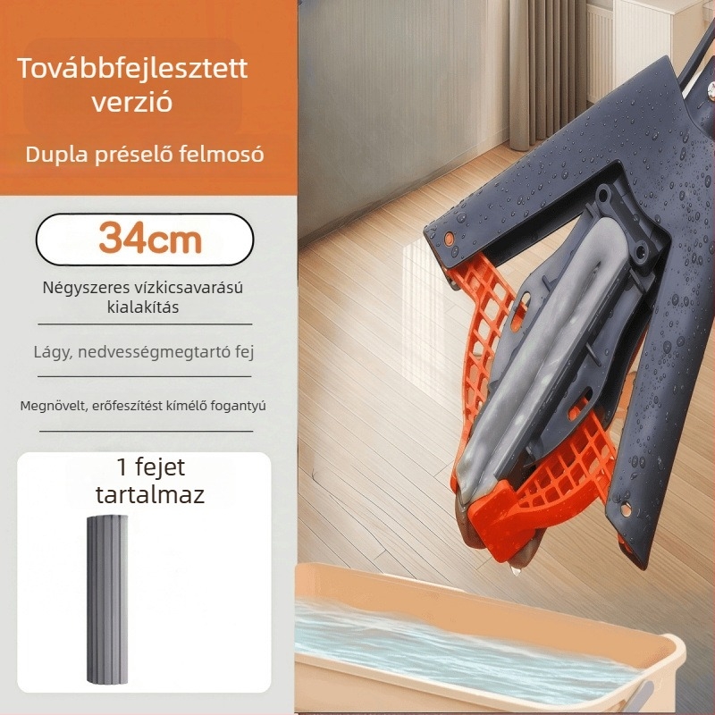 Szivacsos mop, kéz nélkül, tartós, száraz és nedves tisztításra, beltéri otthoni és fürdőszobai használatra