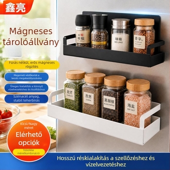 Mágneses hűtő- és konyhai fűszer-polc, fúrás nélkül oldalfali szerelés