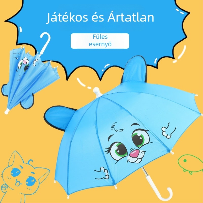 Gyerekeknek szóló mini esernyő aranyos 3D-s füllel, 1-3 éveseknek
