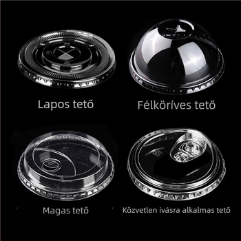 Egyszer használatos teás pohárfedél PET, félköríves fedél 90 mm, sík fedél 95 mm, íves fedél 95 mm, kávéfede, közvetlen ivófedél 98 mm, gömb alakú fedél