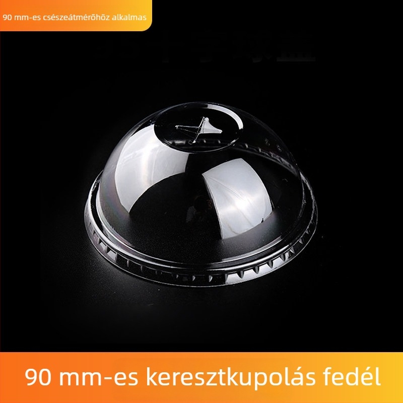 Egyszer használatos teás pohárfedél PET, félköríves fedél 90 mm, sík fedél 95 mm, íves fedél 95 mm, kávéfede, közvetlen ivófedél 98 mm, gömb alakú fedél