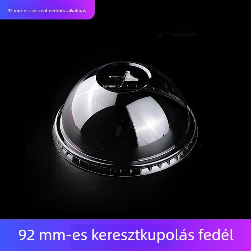 Egyszer használatos teás pohárfedél PET, félköríves fedél 90 mm, sík fedél 95 mm, íves fedél 95 mm, kávéfede, közvetlen ivófedél 98 mm, gömb alakú fedél
